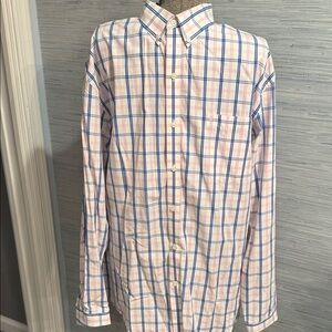 Izod Men's Plaid Button-Down Shirt in Blue and Pink